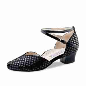 Werner Kern Sanna Dames Dansschoenen van zwart suede in geblokt patroon