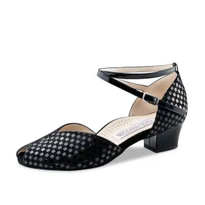Werner Kern Sanna Dames Dansschoenen van zwart suede in geblokt patroon