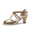 Werner Kern Holly goudkleurige latin dansschoenen voor dames met kruisbandjes en comfortabele blokhak van 6 cm