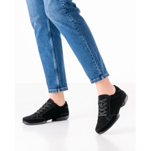 Casual zwarte danssneaker voor dames van suede met Splitzool Suny 155
