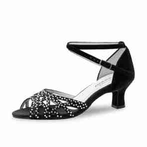 Anna Kern 960-50 Clemence zwarte dames dansschoen voor latin versierd met strass steentjes