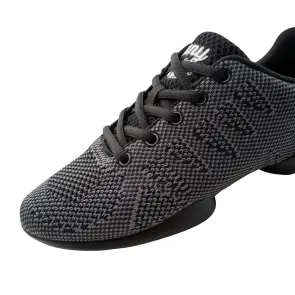 Suny Anna Kern 4050 Knit zwart-grijs Heren Danssneakers met Splitzool met veters