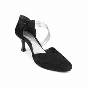 Portdance PD126 Dames Nubuck Dansschoenen met Zilveren Strips