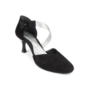 Portdance PD126 Dames Nubuck Dansschoenen met Zilveren Strips