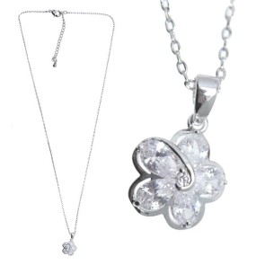 Alista Ketting Met Zirkonia Bloem zilver