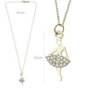 Alista Ballerina Ketting Goudkleur & Strass Steentjes