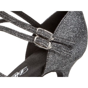 Diamant Dames Zwart-Zilver Brocade Dansschoenen 108-087-519 met een drukknoopsluiting