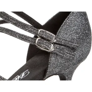 Diamant Dames Zwart-Zilver Brocade Dansschoenen 108-087-519 met een drukknoopsluiting