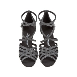 Diamant Dames Zwart-Zilver Brocade Dansschoenen 108-087-519 met een open neus