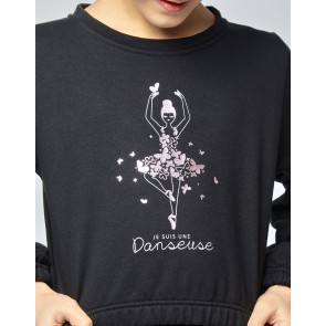 Temps Danse Tani jr. Papillon korte trui zwart met ballerina