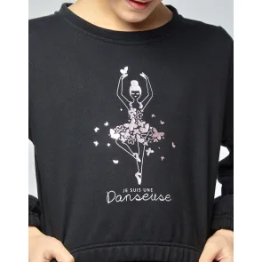 Temps Danse Tani jr. Papillon korte trui zwart met ballerina