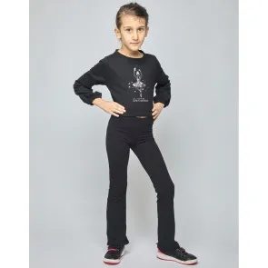 Temps Danse Tani jr. Papillon cropped Sweater met Ballerina voor Meisjes zwart
