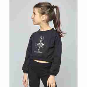 Temps Danse Tani Jr. Papillon Korte Sweater met Ballerina voor Meisjes Zwart