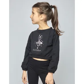 Temps Danse Tani Jr. Papillon Korte Sweater met Ballerina voor Meisjes Zwart