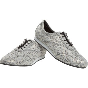 Diamant 183-435-606-V Dames danssneakers luipaard print grijs goud met sleehak