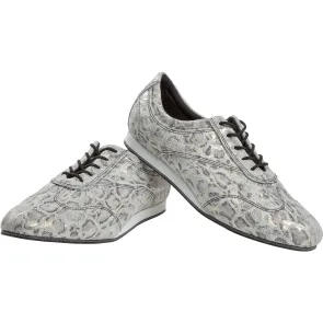 Diamant 183-435-606-V Dames danssneakers luipaard print grijs goud met sleehak
