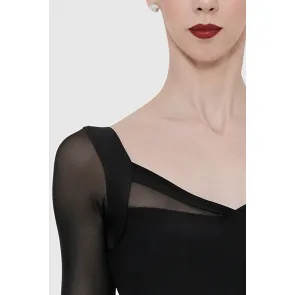Wear Moi chique Dames Balletpakje met lange mouwen zwart mesh Lavande